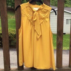 Maeve laser cut bow blouse